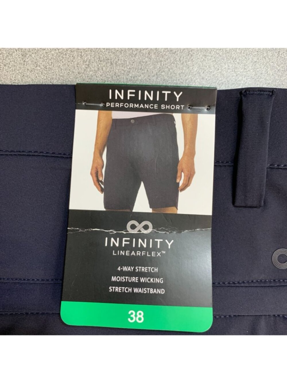 NWT Infinity Men's 38 Navy Performance Shorts With Stretch Waistband & Moisture - Picture 10 of 12